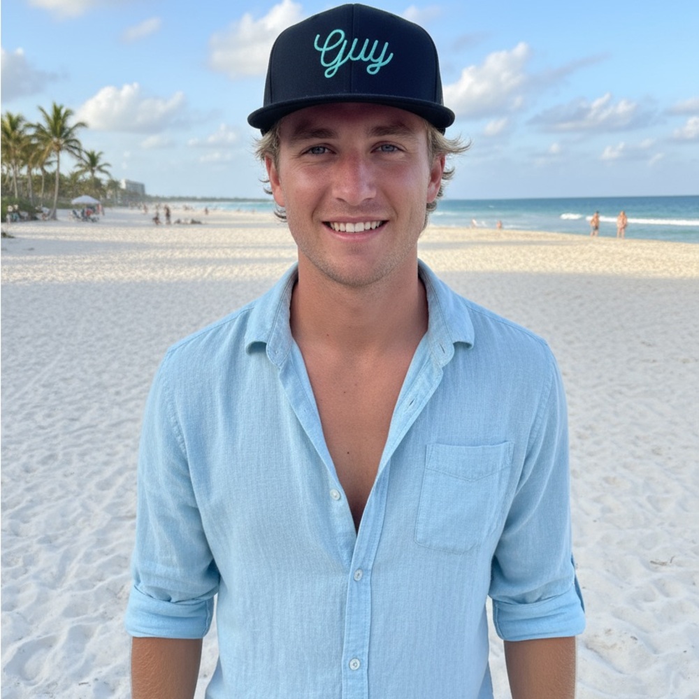 Caliguy Black and Teal Men's embroidered Guy Snapback Hat, new,